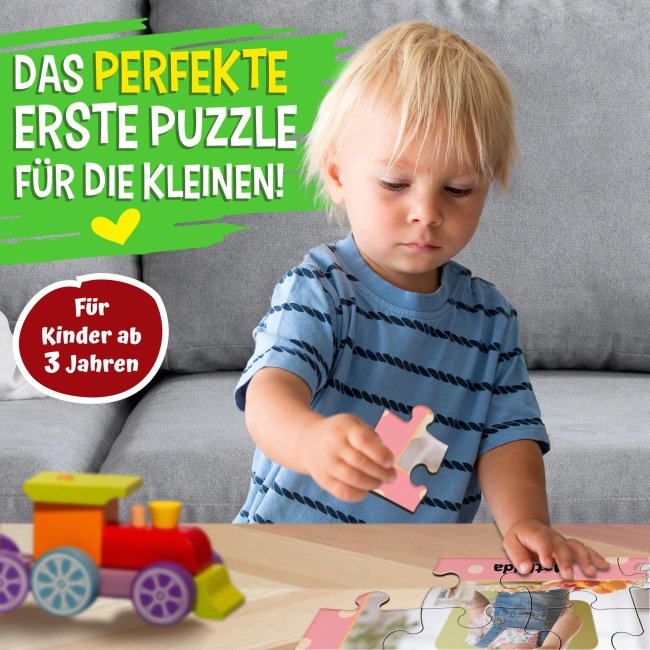 Holzpuzzle mit Foto selbst gestalten f&uuml;r Kinder - Kleines Puzzle mit Name - Schaf - 12 Teile