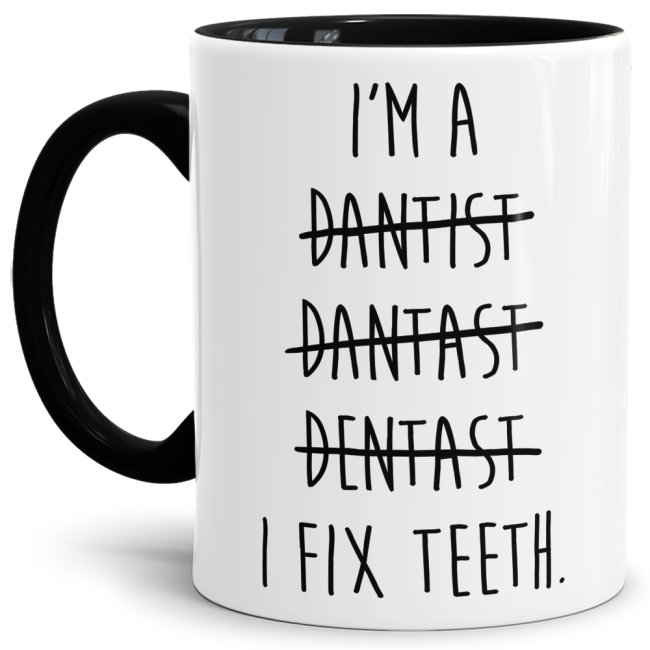 Berufe-Tasse - I fix Teeth - Schwarz