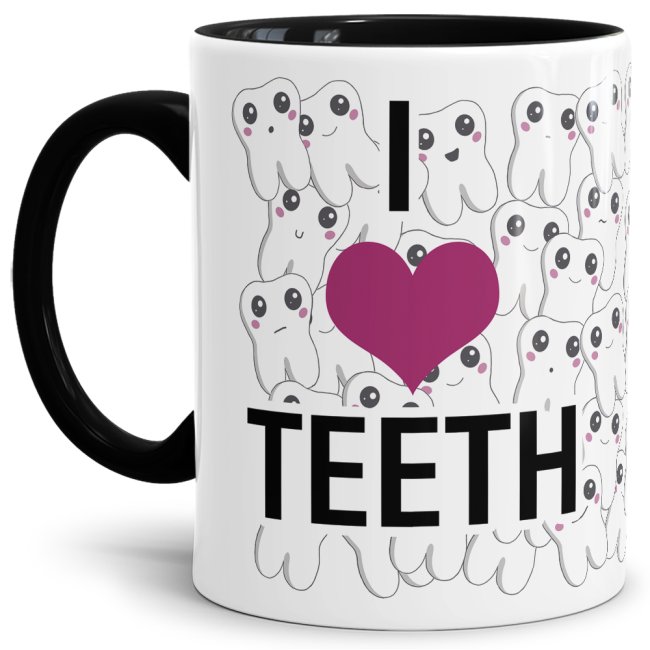 Berufe-Tasse - I Love Teeth - Schwarz