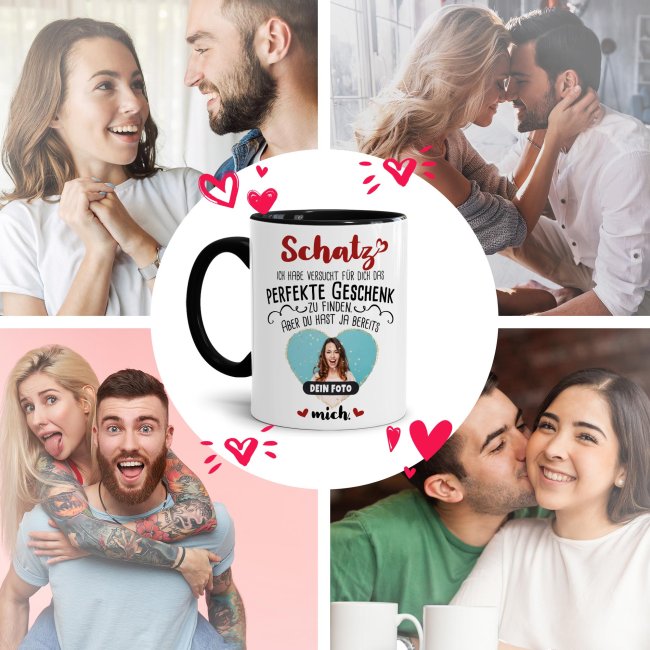 Tasse - Das perfekte Geschenk mit Foto - Innen &amp; Henkel Schwarz