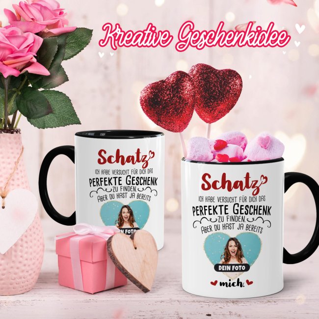 Tasse - Das perfekte Geschenk mit Foto - Innen &amp; Henkel Schwarz