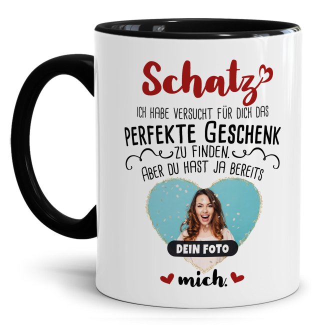 Tasse - Das perfekte Geschenk mit Foto - Innen &amp; Henkel Schwarz