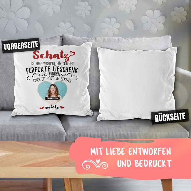 Kissen - Fotocollage - Das perfekte Geschenk - Wei&szlig; flauschig