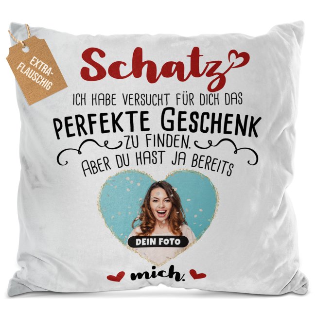 Kissen - Fotocollage - Das perfekte Geschenk - Wei&szlig; flauschig