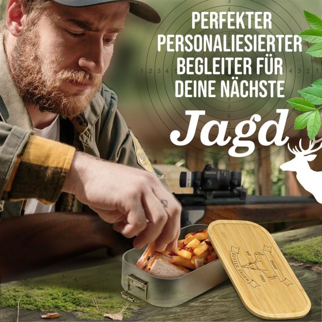 Brotdose mit Gravur - Bester J&auml;ger seit - mit Name &amp; Jahr personalisierbar