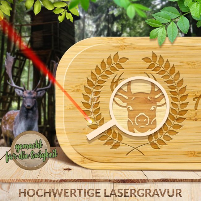 Brotdose mit Gravur - Kranz Hirsch - mit Name personalisierbar