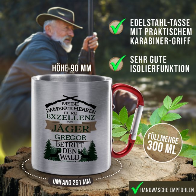 Karabiner Tasse - Eure Exzellenz der J&auml;ger - mit Name personalisierbar