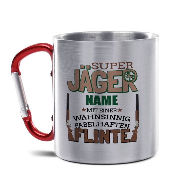 Karabiner Tasse - Super J&auml;ger - mit Name personalisierbar