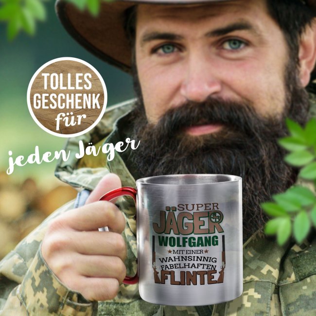 Karabiner Tasse - Super J&auml;ger - mit Name personalisierbar