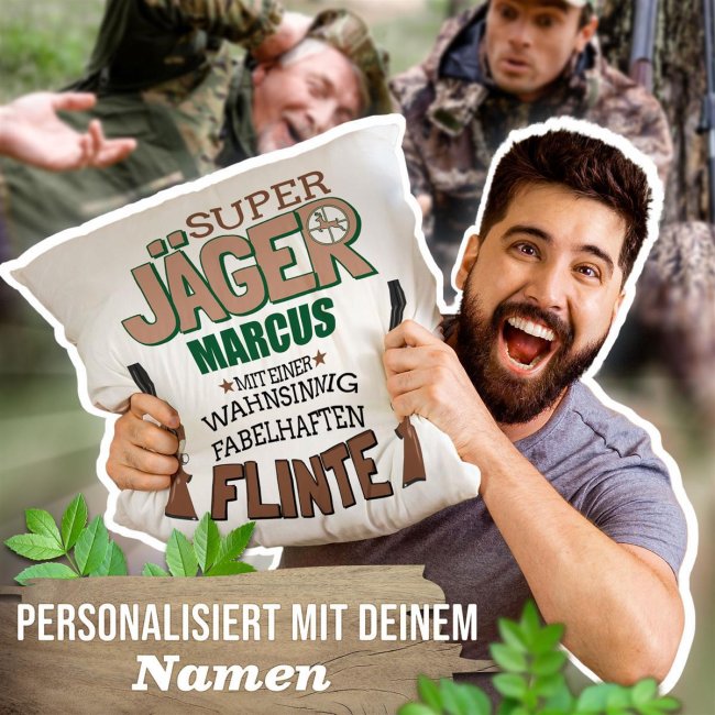 Kissen - Super J&auml;ger - mit Name personalisierbar