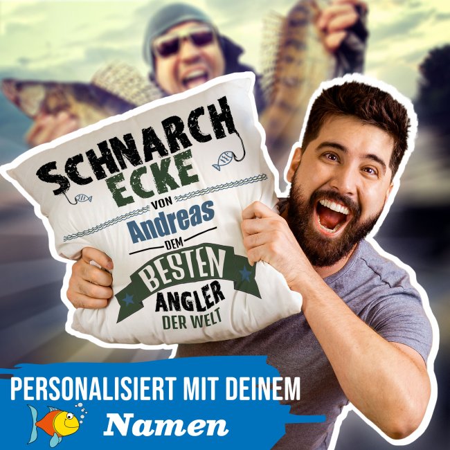 Kissen - Angler - Schnarch Ecke - mit Name personalisierbar