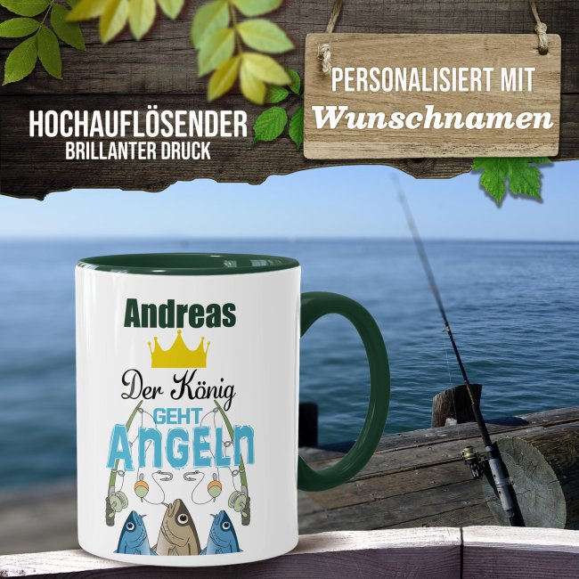 Tasse - Der K&ouml;nig geht angeln - mit Name personalisierbar