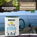 Tasse - Der K&ouml;nig geht angeln - mit Name...