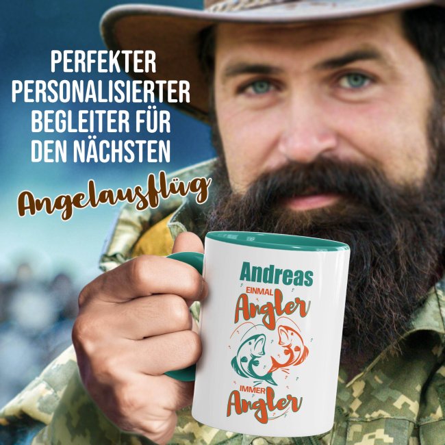 Tasse - Einmal Angler immer Angler - mit Name personalisierbar