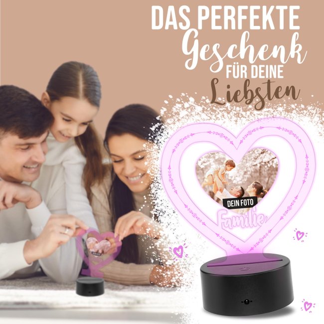 Personalisierte LED-Leuchte mit Foto selbst gestalten - Familie