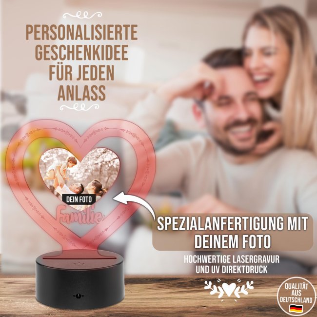 Personalisierte LED-Leuchte mit Foto selbst gestalten - Familie