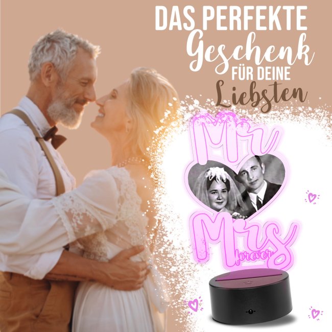 Personalisierte LED-Leuchte mit Foto selbst gestalten - Mr. &amp; Mrs.