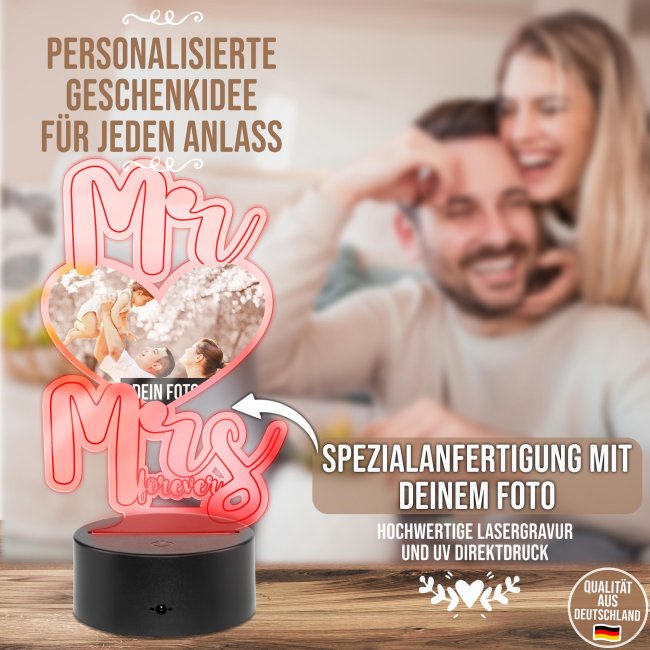 Personalisierte LED-Leuchte mit Foto selbst gestalten - Mr. &amp; Mrs.