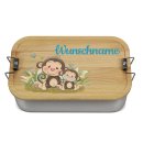 Edelstahl Brotdose mit Name - Kindermotiv Affe