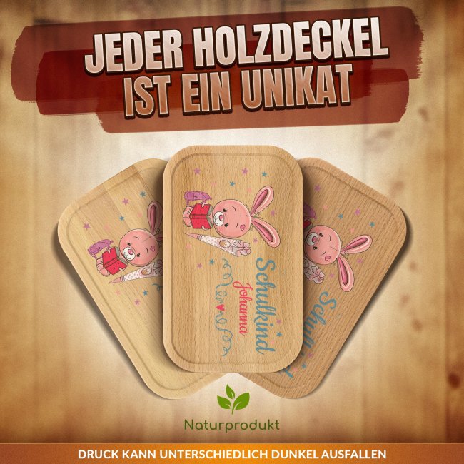 Brotdose aus Edelstahl mit Name - Schulkind - Hase