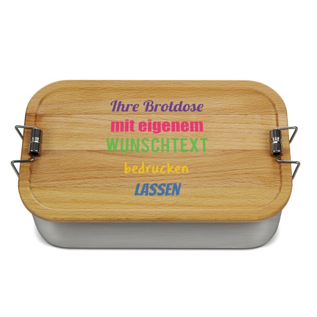 Gro&szlig;e Brotdose aus Edelstahl mit Wunschtext - 1000 ml
