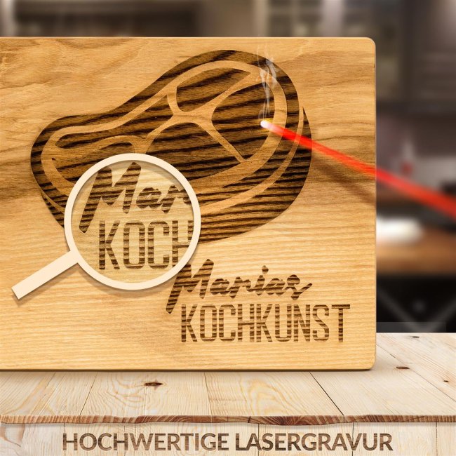 Fr&uuml;hst&uuml;cksbrett mit Gravur - Hier schnibbelt - mit Name personalisierbar