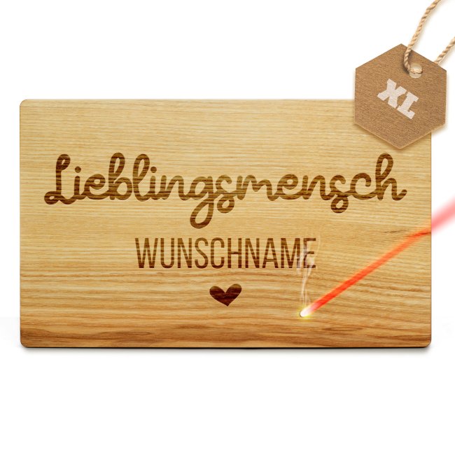 Fr&uuml;hst&uuml;cksbrett mit Gravur - Lieblingsmensch - mit Name personalisierbar