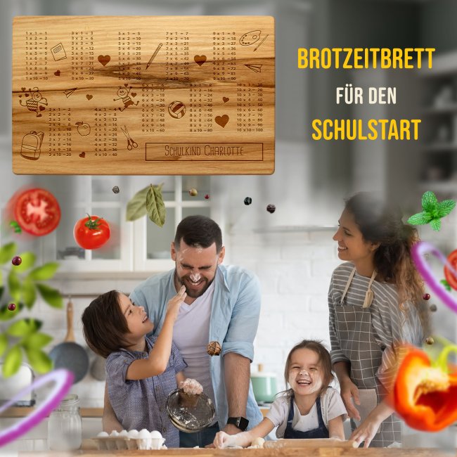 Fr&uuml;hst&uuml;cksbrett mit Gravur - 1 x 1 - mit Name personalisierbar