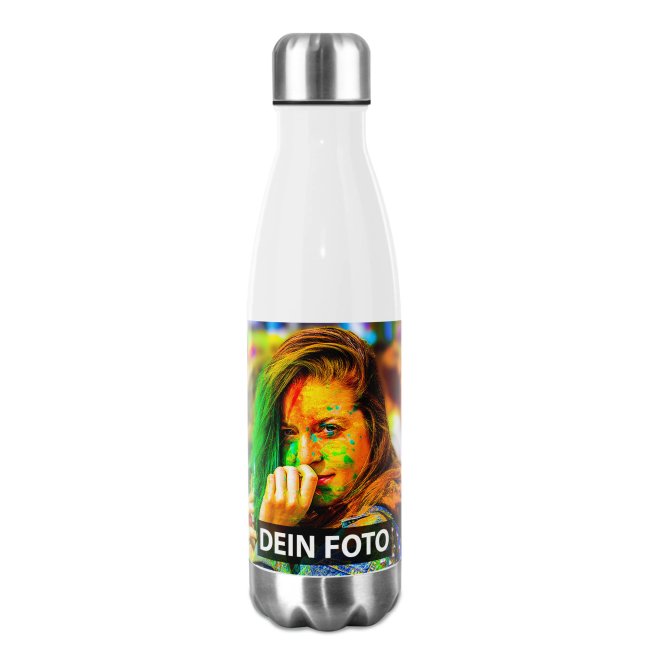 Edelstahl-Trinkflasche selbst gestalten - wei&szlig; - in 500 ml und 750 ml