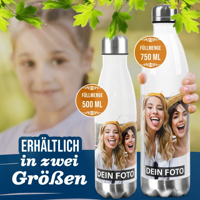 Edelstahl-Trinkflasche selbst gestalten - wei&szlig; - 500 ml