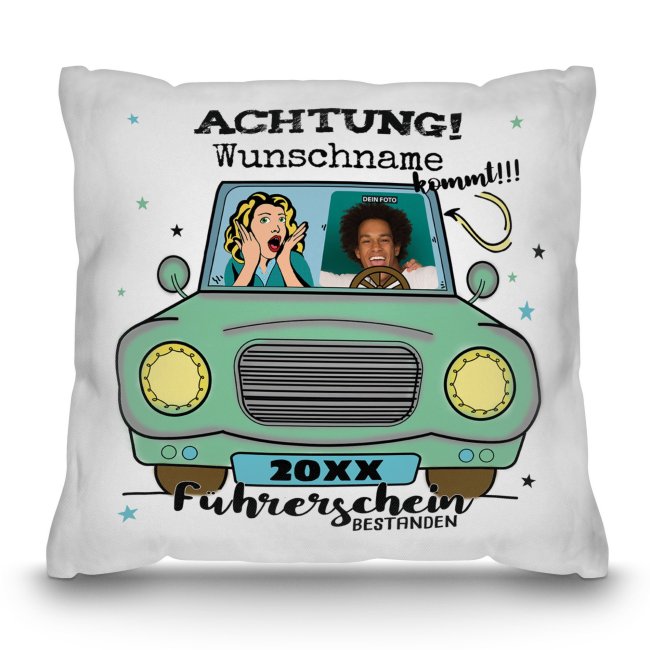 Trendation - Führerschein Bestanden Geschenk Kissen Spruch Mädchen