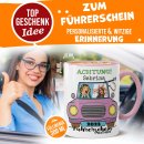 Tasse - F&uuml;hrerschein bestanden - rosa Auto - mit...