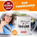 Tasse - Gl&uuml;ckwunsch zum F&uuml;hrerschein mit Name...