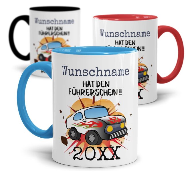 Tasse - Hat den F&uuml;hrerschein - Name und Jahr personalisierbar