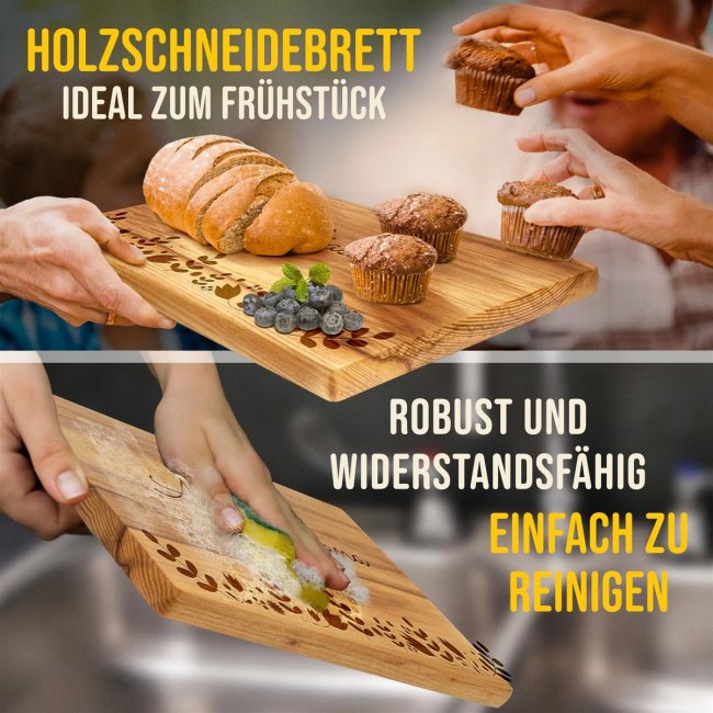 Fr&uuml;hst&uuml;cksbrett mit Gravur - Blumenmotiv - mit Name personalisierbar