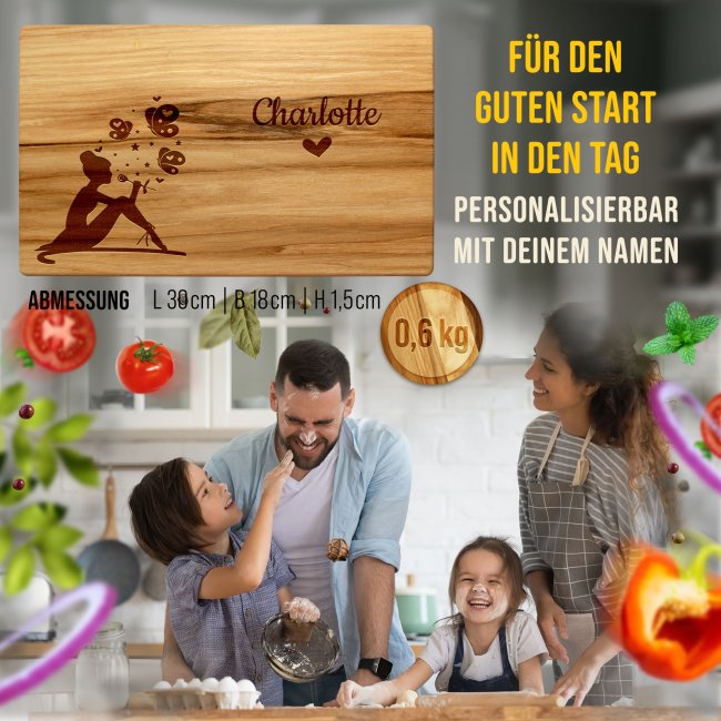 Fr&uuml;hst&uuml;cksbrett mit Gravur - Ballerina - mit Name personalisierbar