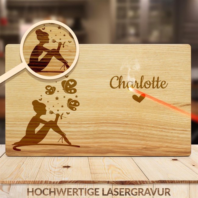 Fr&uuml;hst&uuml;cksbrett mit Gravur - Ballerina - mit Name personalisierbar