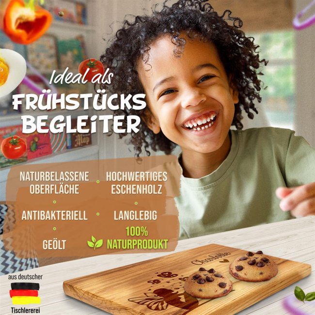 Fr&uuml;hst&uuml;cksbrett mit Gravur - Fee - mit Name personalisierbar