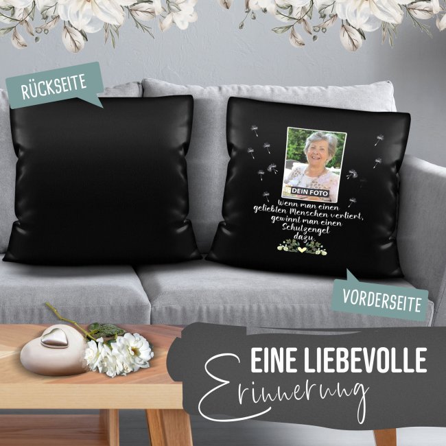 Satin-Kissen mit Trauermotiv - Schutzengel - mit Foto personalisierbar