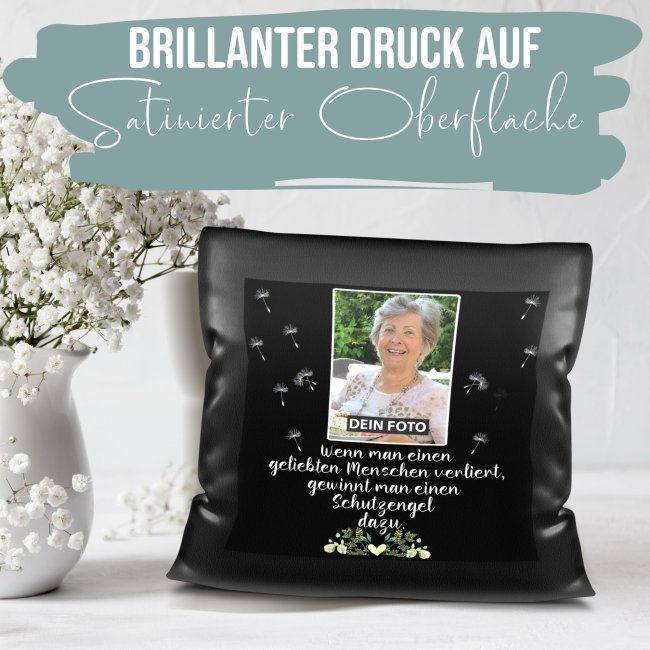 Satin-Kissen mit Trauermotiv - Schutzengel - mit Foto personalisierbar