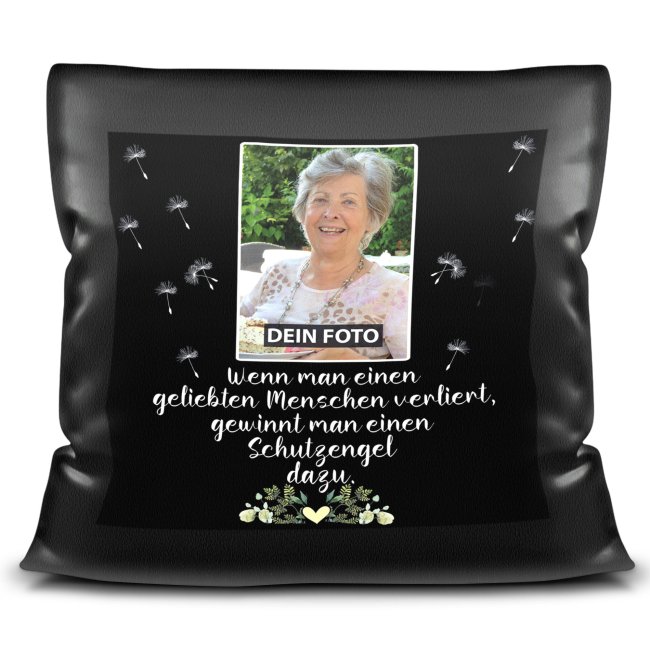 Satin-Kissen mit Trauermotiv - Schutzengel - mit Foto personalisierbar