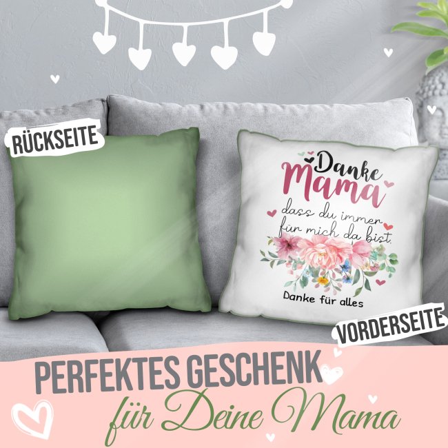 Kissen f&uuml;r Mama - Danke Mama, dass Du mich liebst - mit Wunschtext beschriften