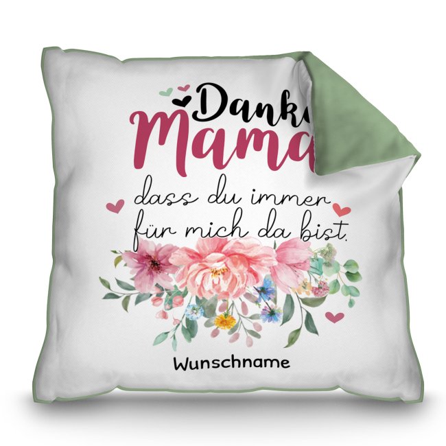 Kissen f&uuml;r Mama - Danke Mama, dass Du mich liebst - mit Wunschtext beschriften