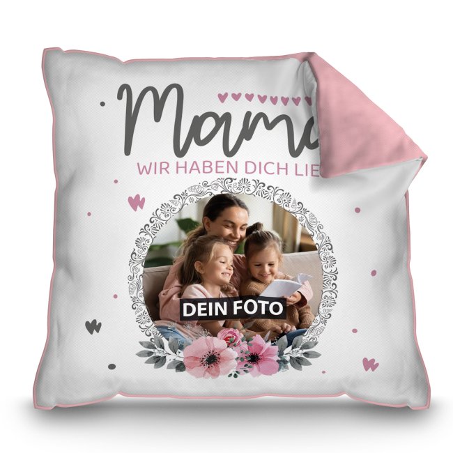 Kissen f&uuml;r Mama - Wir haben dich lieb - mit Foto personalisierbar