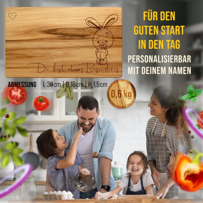 Fr&uuml;hst&uuml;cksbrett mit Gravur - Hasi Du bist etwas ganz Besonderes