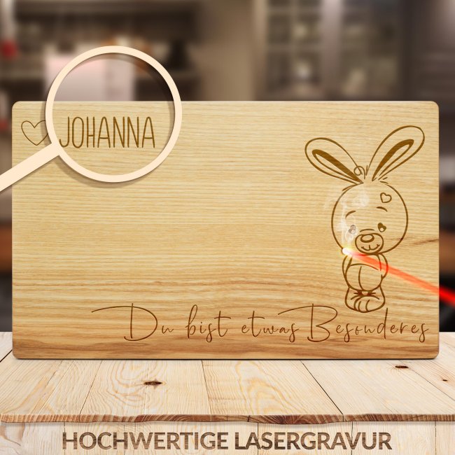 Fr&uuml;hst&uuml;cksbrett mit Gravur - Hasi Du bist etwas ganz Besonderes - mit Name personalisierbar