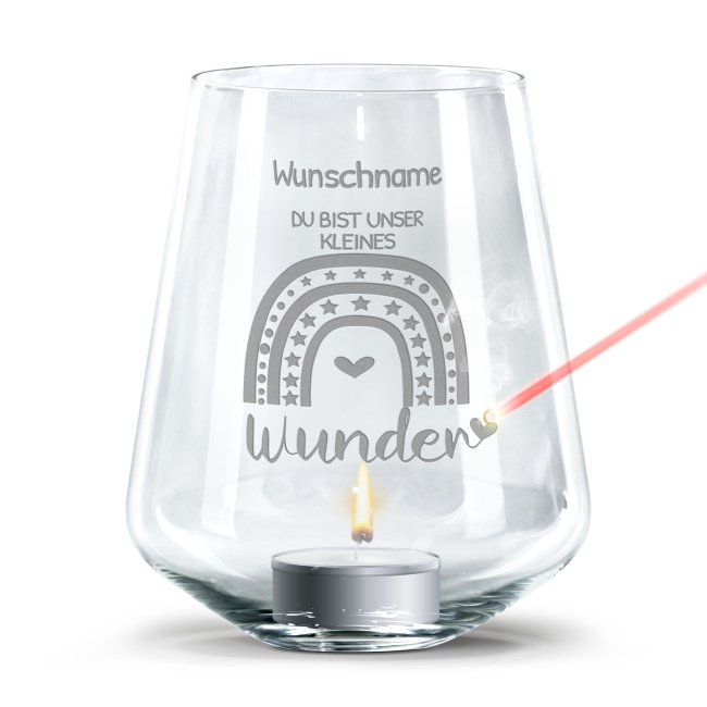 Windlicht mit Gravur - Kleines Wunder - mit Name personalisierbar