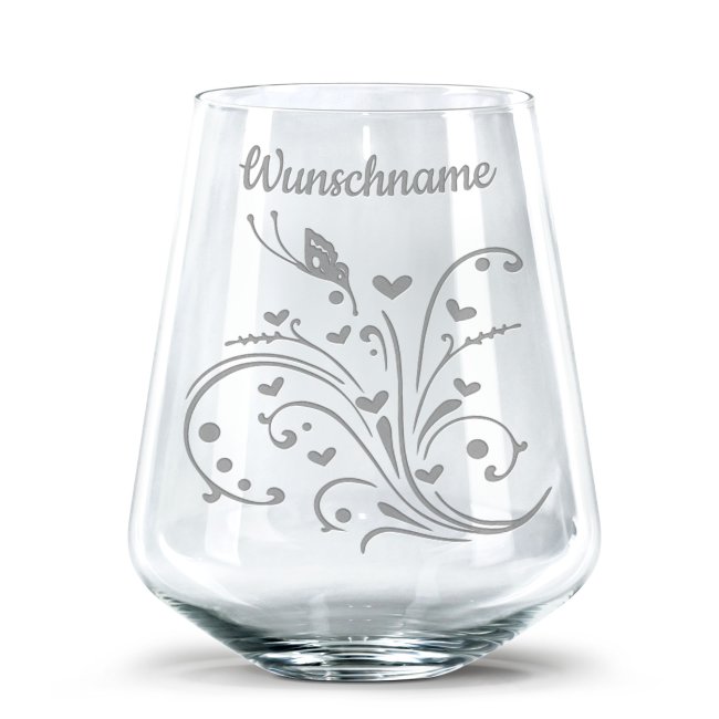 Trinkglas mit Gravur - Schmetterling - mit Name personalisierbar