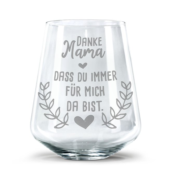 Trinkglas mit Gravur f&uuml;r Mama mit Spruch - Danke Mama