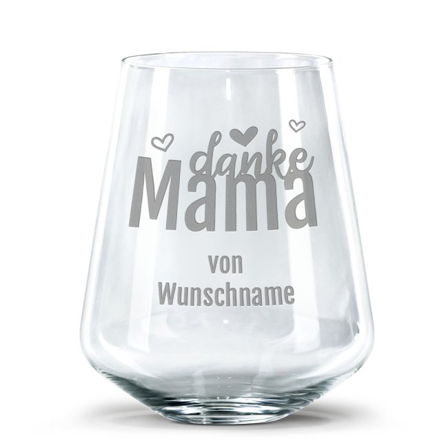 Trinkglas mit Gravur f&uuml;r Mama mit Spruch - Danke Mama - mit Name personalisierbar